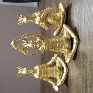 Sagebrook Home Resin, 3-Piece Set, 8" No Evil Zebras, Gold